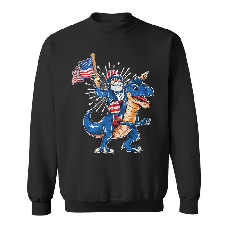 Uncle Sam Riding A Dinosaur 4Th Of July American Flag Sweatshirt