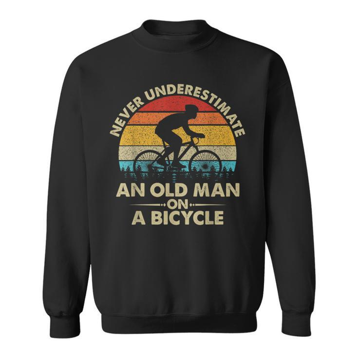 Never Underestimate An Old Man On A Bicycle Vintage Retro Sweatshirt