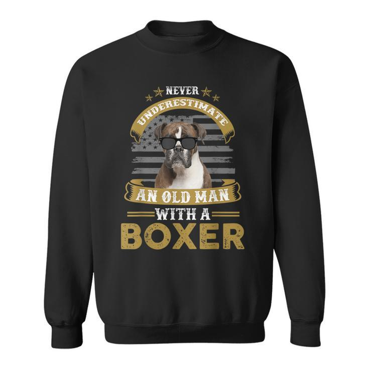 Never Underestimate An Old Man With A Boxer Dog Dad Sweatshirt