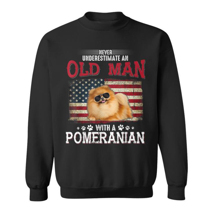 Never Underestimate An Old Man With A Pomeranian Costume Sweatshirt