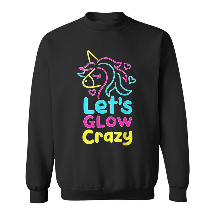 Unicorn Let's Go Crazy Retro 80S Group Party Squad Matching Sweatshirt