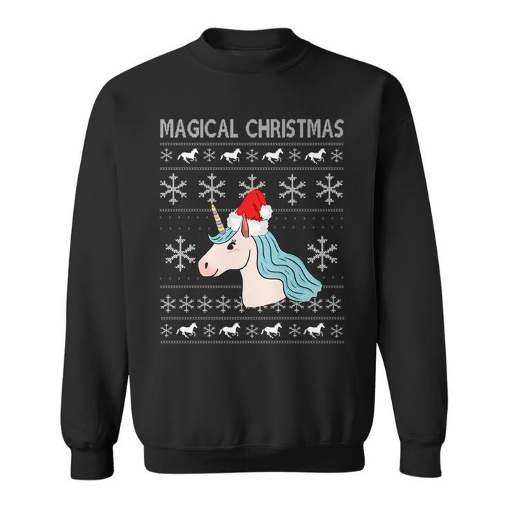 Unicorn Ugly Christmas Sweater Magical Holiday Illustration Sweatshirt