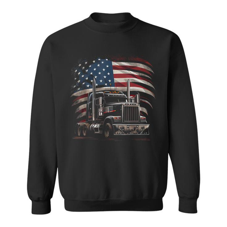 Us American Flag Trucker Truck Driver Gift  Sweatshirt
