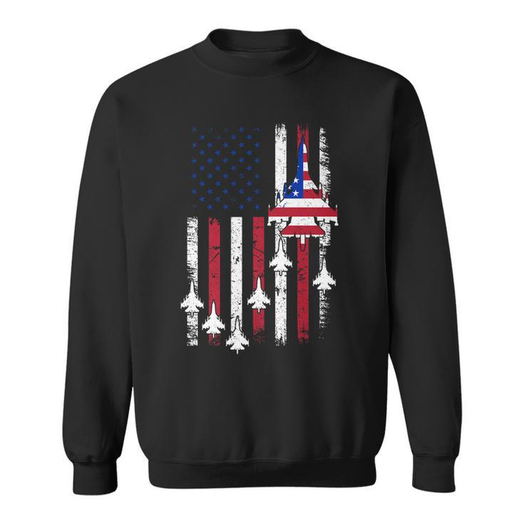 Usa Airplane Jet Fighter 4Th American Flag Of July Patriotic   Sweatshirt