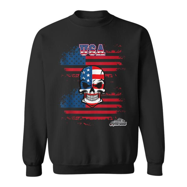 Usa American Flag Skull 4Th Of July Made In America Sweatshirt