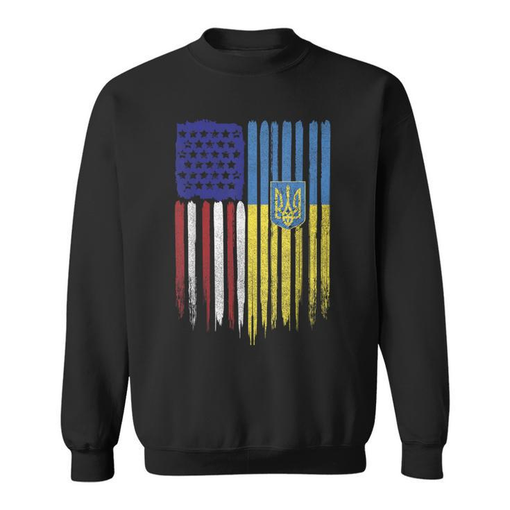 Usa Ukraine Ukrainian Flag Trident Roots Sweatshirt