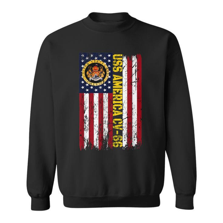Uss America Cv66 Aircraft Carrier Veteran Day American Flag  Sweatshirt