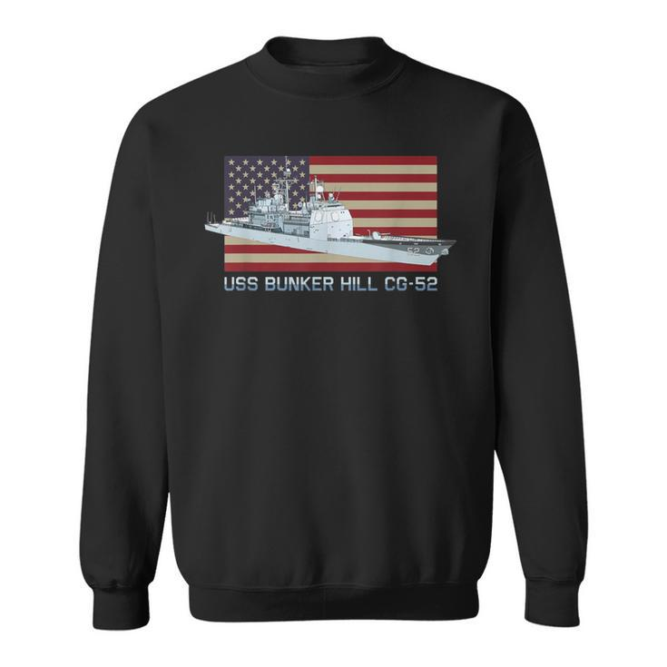 Uss Bunker Hill Cg-52 Ship Diagram American Flag Sweatshirt