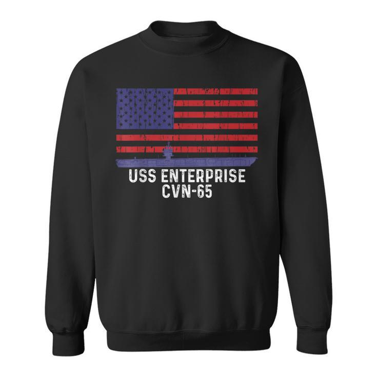Uss Enterprise Cvn-65 Aircraft Carrier Vintage Usa Flag Sweatshirt