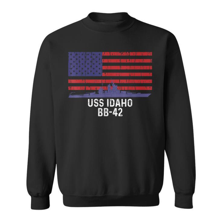 Uss Idaho Bb42 Battleship Vintage American Flag Sweatshirt