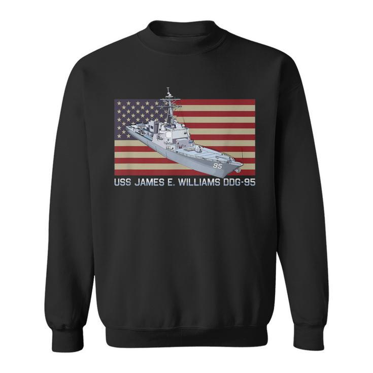 Uss James E Williams Ddg-95 Ship Diagram American Flag Sweatshirt