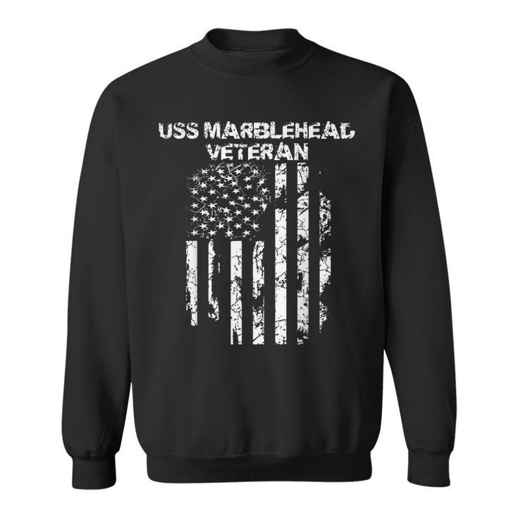 Uss Marblehead Military Veteran Distressed Usa Flag Sweatshirt