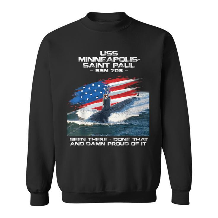 Uss Minneapolis-Saint Paul Ssn-708 American Flag Submarine  Sweatshirt