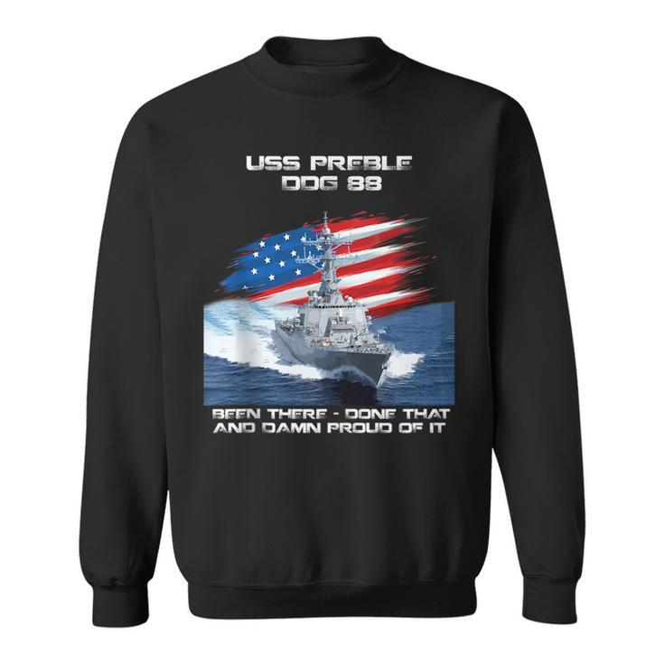 Uss Preble Ddg-88 Destroyer Ship Usa Flag Veteran Father Day  Sweatshirt