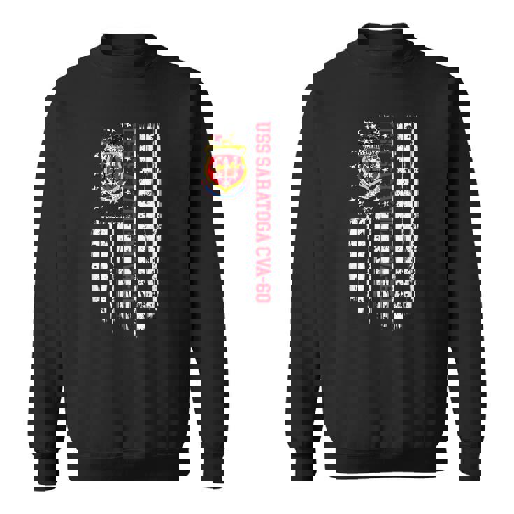 Uss Saratoga Cva60 American Flag  Sweatshirt