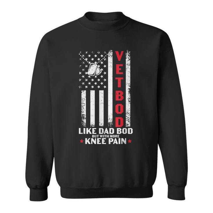 Vet Bod Like Dad Bod US Flag Dog Tag Veteran Sweatshirt