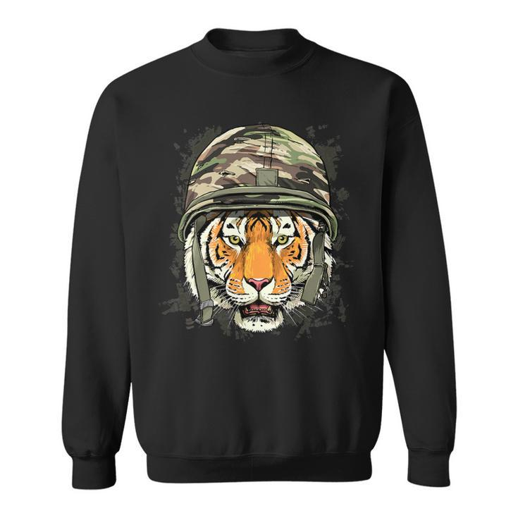 Veteran Vets Tiger Soldier Veteran Army Tiger Safari Animal Lover 372 Veterans Sweatshirt