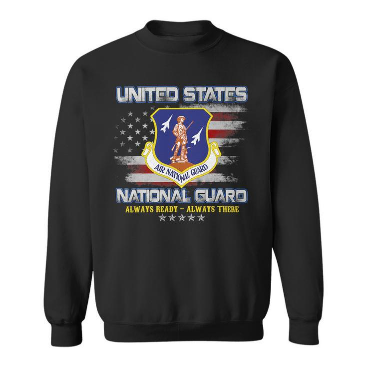 Veteran Vets US National Guard Veteran Always Ready Flag Vintage Mens 181 Veterans Sweatshirt