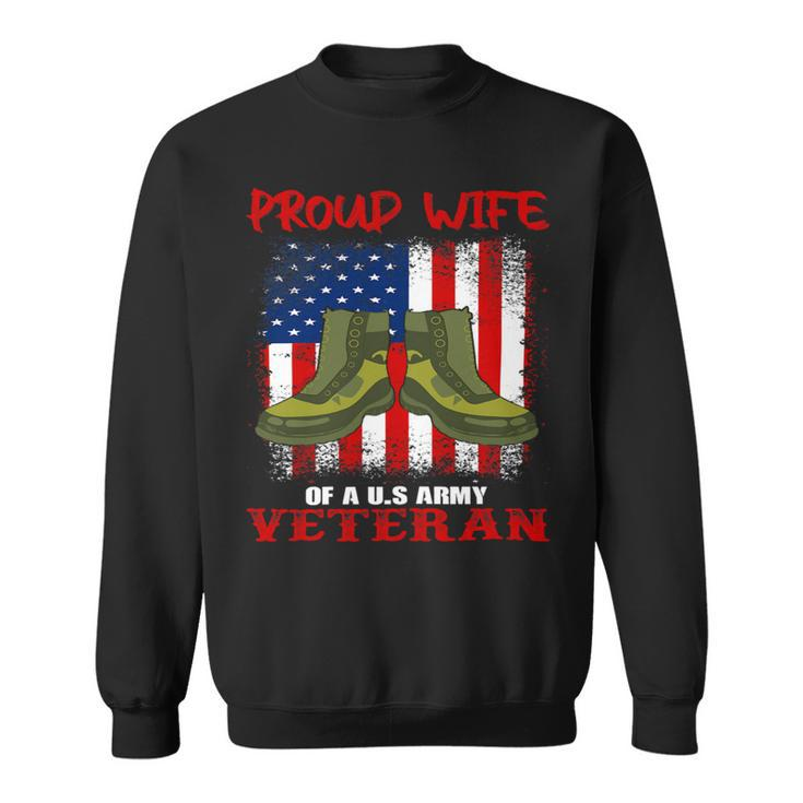 Veteran Vets Womens 4Th Of July Celebration Proud Wife Of An Army Veteran Spouse 2 Veterans Sweatshirt