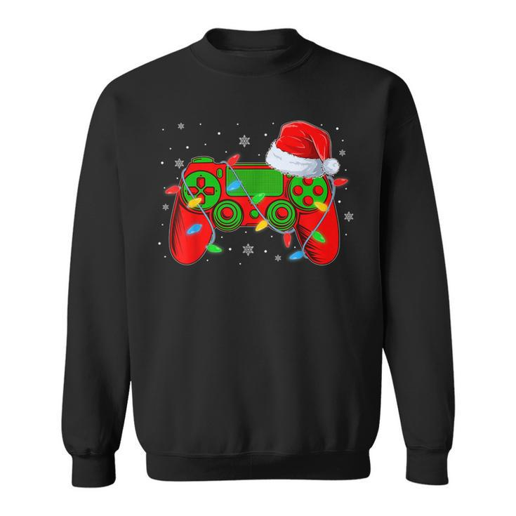 Video Game Controller Christmas Santa Hat Gamer Boys Sweatshirt