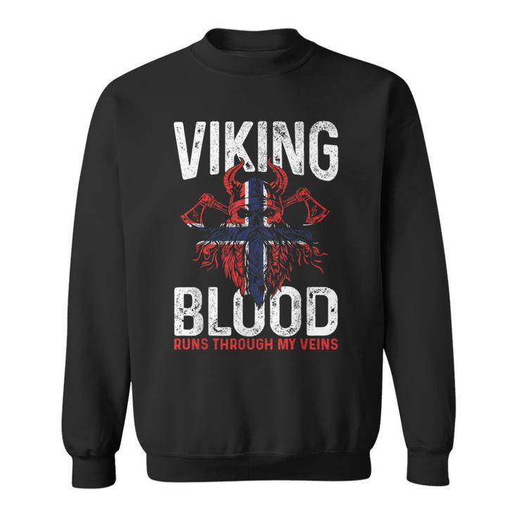 Viking Blood Runs Through My Veins Norwegian Roots Pride Sweatshirt