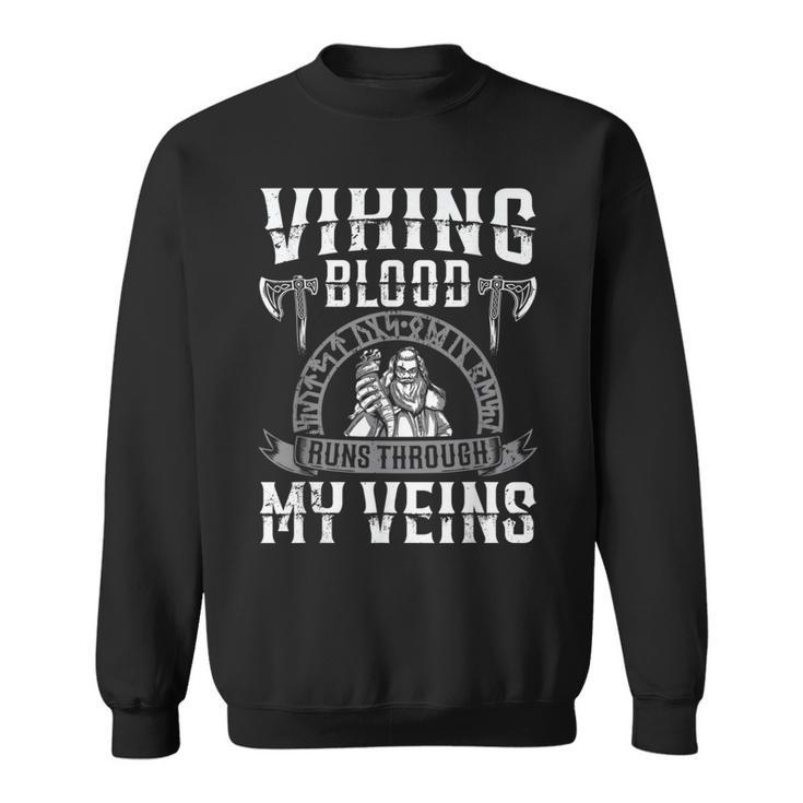 Viking Blood Runs Through My Veins Us Independence Day Ax Sweatshirt