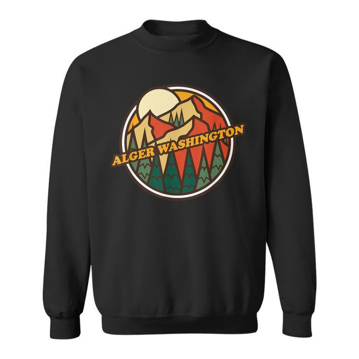 Vintage Alger Washington Mountain Hiking Souvenir Print Sweatshirt