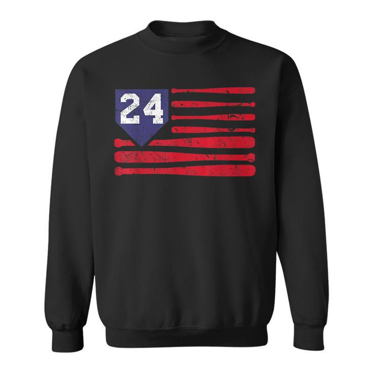 Vintage Baseball Fastpitch Softball 24 Jersey Number  Sweatshirt