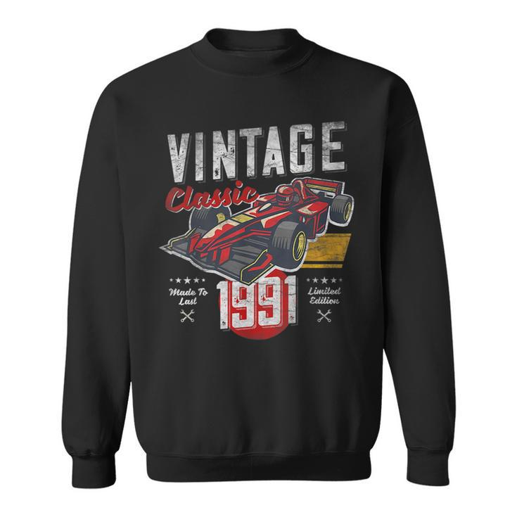 Vintage Born 1991 30Th Birthday Classic Retro Race Car Sweatshirt