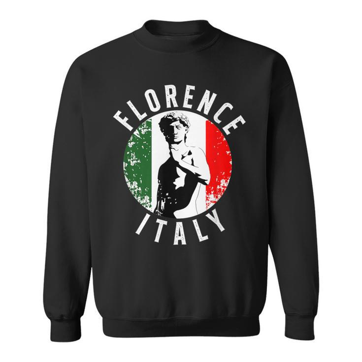 Vintage David Sculpture In Florence Tuscany With Italy Flag Sweatshirt