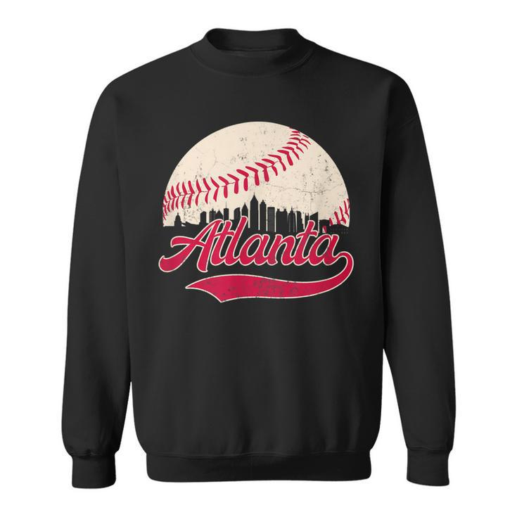Vintage Distressed Atlanta Skyline  Baseball  Sweatshirt