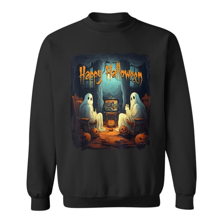 Vintage Happy Halloween Scary Ghost Horror Movie Pumpkin Happy Halloween Sweatshirt