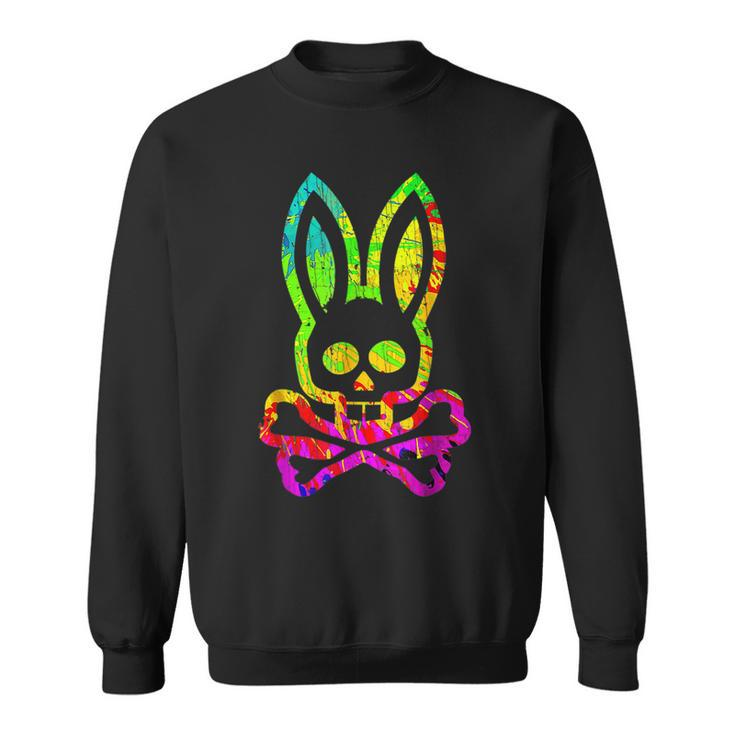 Vintage Horror Bunny Rabbit Face Tie Dye Happy Easter Day Rabbit Sweatshirt