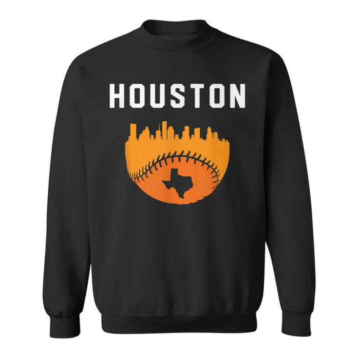 Vintage Houston Texas Cityscape Baseball Graphic  Sweatshirt