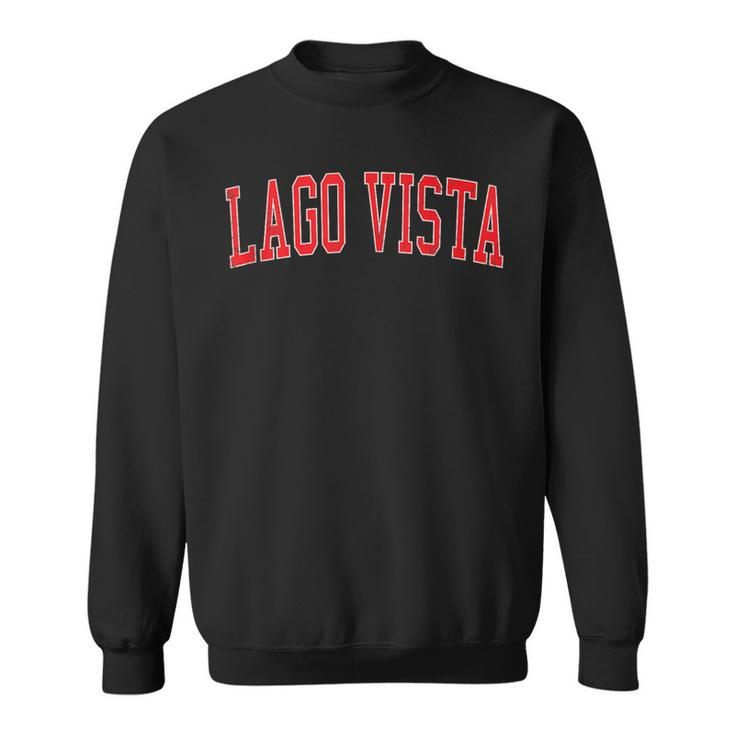 Vintage Lago Vista Tx Distressed Red Varsity Style Sweatshirt