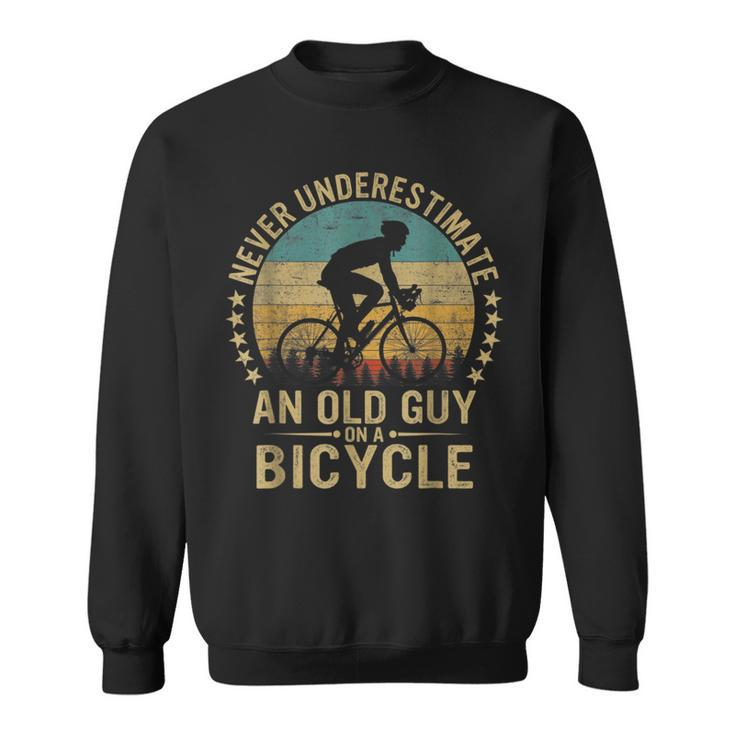 Vintage Never Underestimate An Old Guys On A Bicycle Cycling Cycling Funny Gifts Sweatshirt