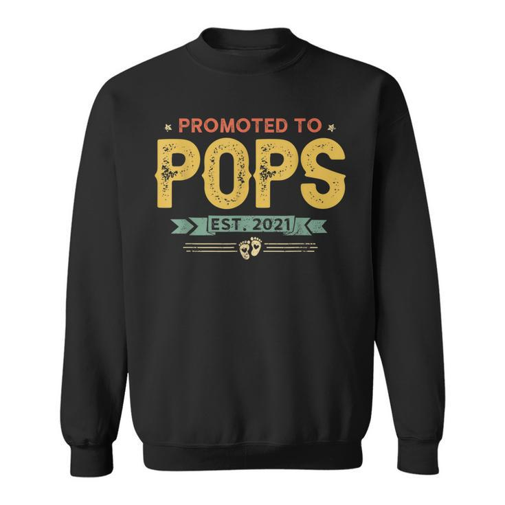 Vintage New Grandpa Promoted To Pops Est2021 New Baby  Sweatshirt