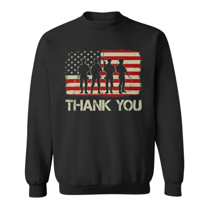 Vintage Old American Flag Patriotic Thank You Veterans 292 Sweatshirt