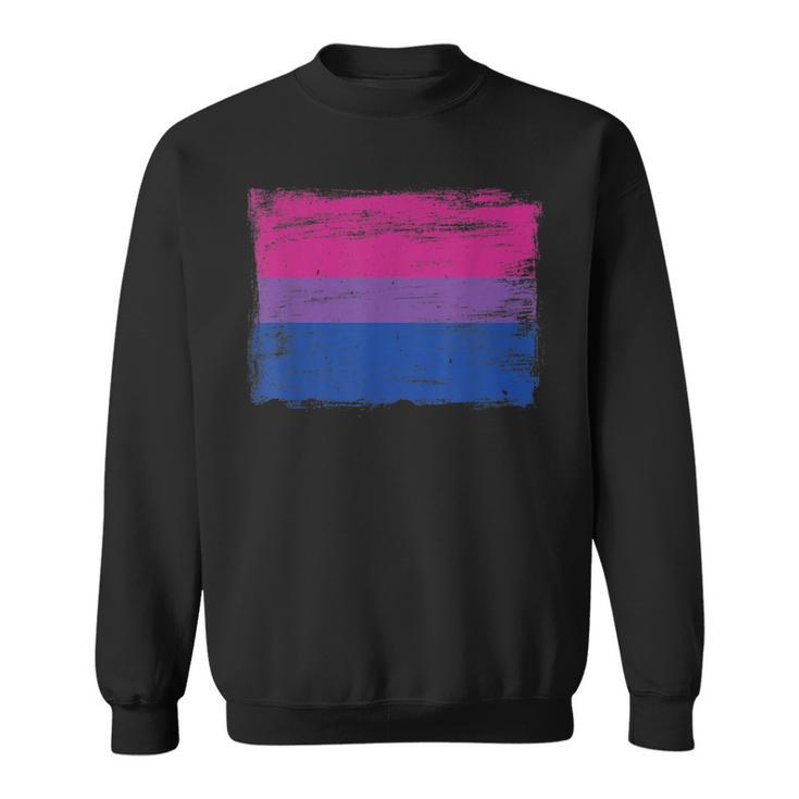 Vintage Painted Bisexual Pride Flag Pink Purple Blue  Sweatshirt