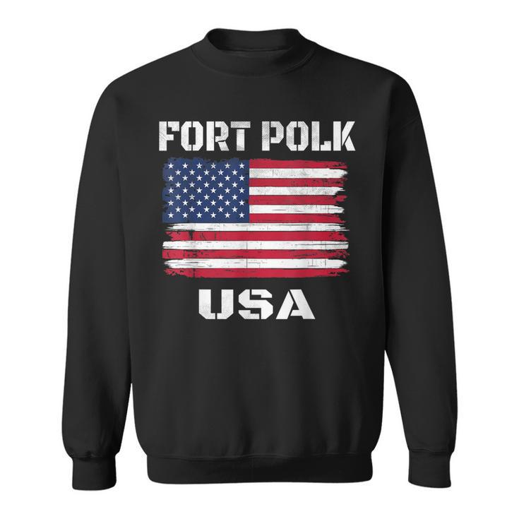 Vintage Patriotic Usa Flag Us Army Fort Polk  Sweatshirt