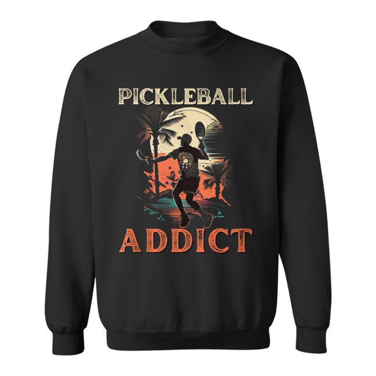 Vintage Pickleball Addict Player For Paddleball Lover  Sweatshirt