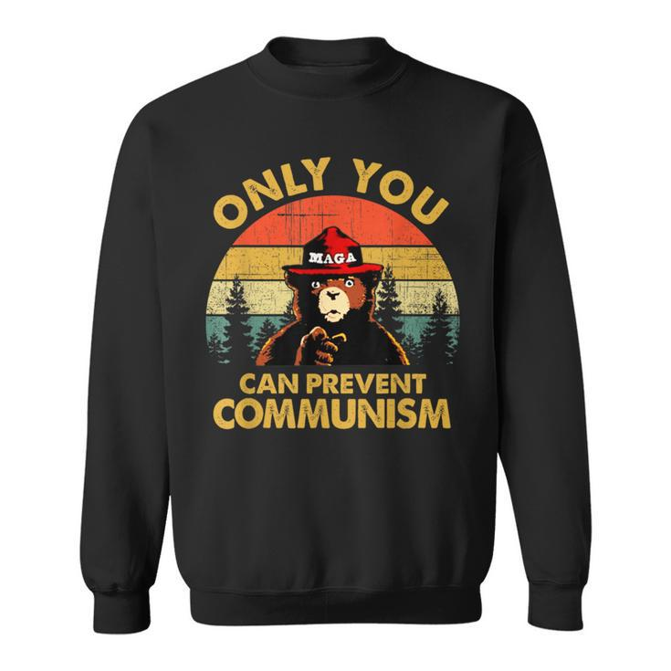 Vintage Only You Can Prevent Communism Bear Camping Sweatshirt