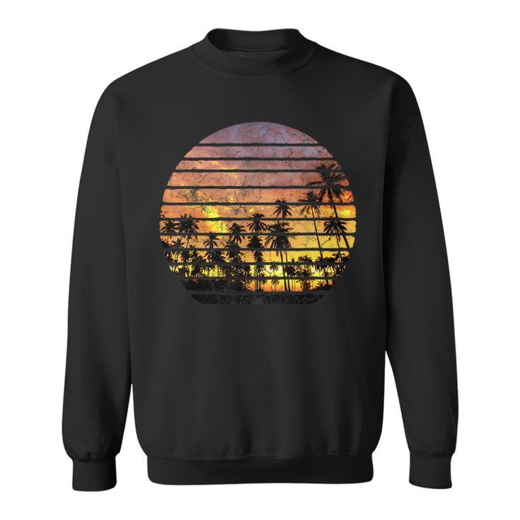 Vintage Retro Style Sunset Palm Tree Beach California Hawaii  Sweatshirt