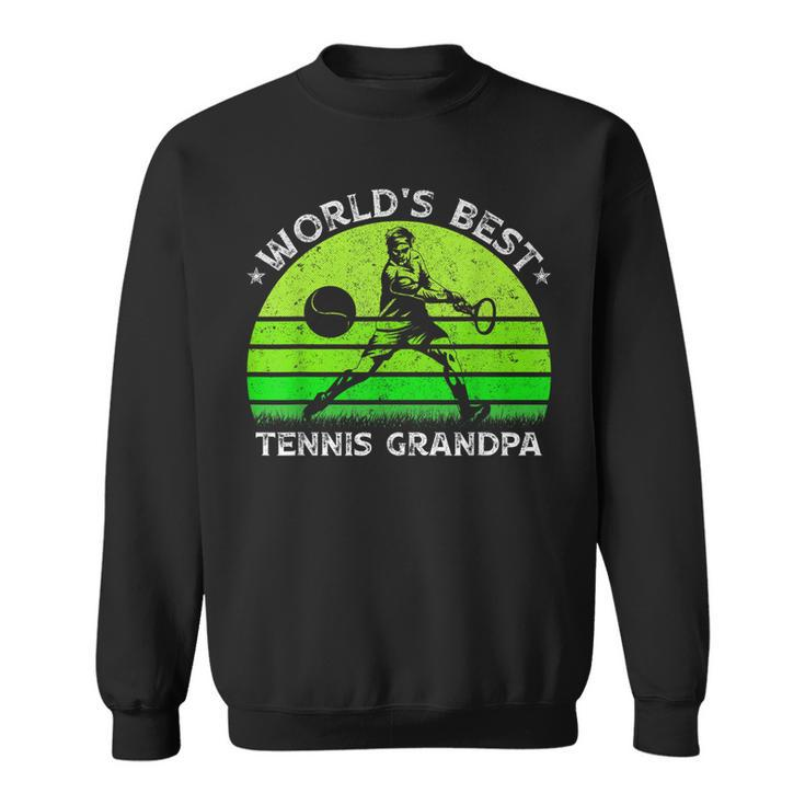 Vintage Retro Worlds Best Tennis Grandpa Silhouette Sunset  Sweatshirt