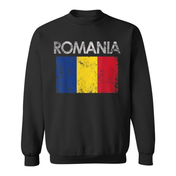 Vintage Romania Romanian Flag Pride Gift  Pride Month Funny Designs Funny Gifts Sweatshirt
