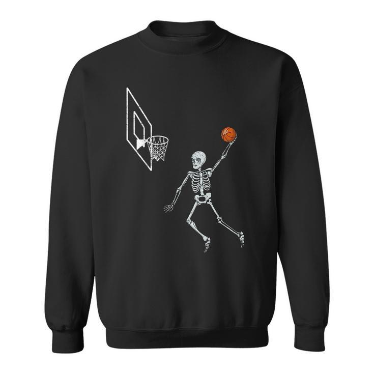 Vintage Skeleton Basketball Player Dunking Hoop Halloween Basketball Funny Gifts Sweatshirt