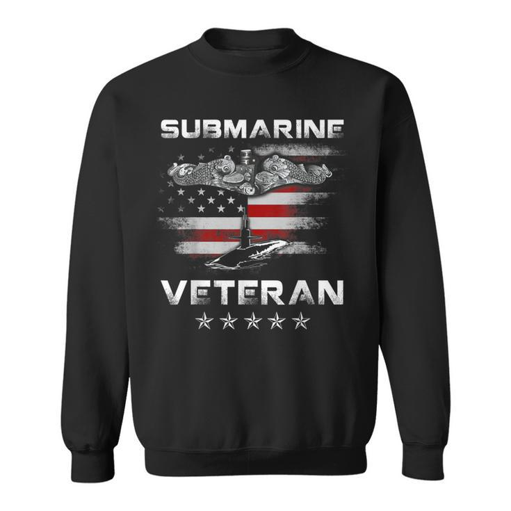 Vintage Submarine Veteran American Flag  Patriotic Sweatshirt