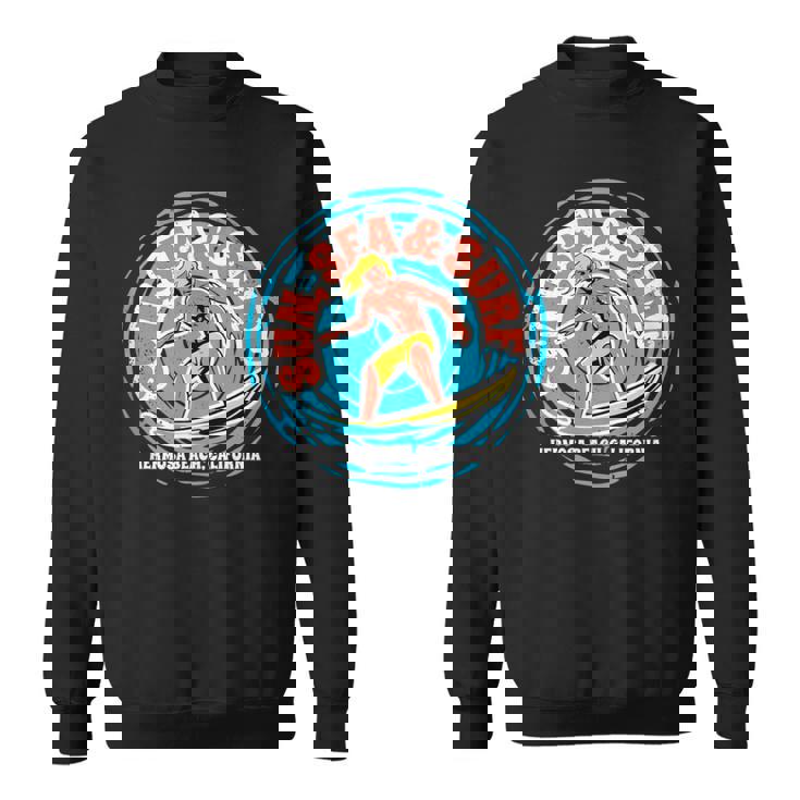 Vintage Sun Sea Surf Hermosa Beach California Retro Surfing Sweatshirt