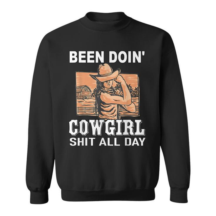 Vintage Sunset Been Doing Cowgirl Shit All Day Cowgirl Sweatshirt