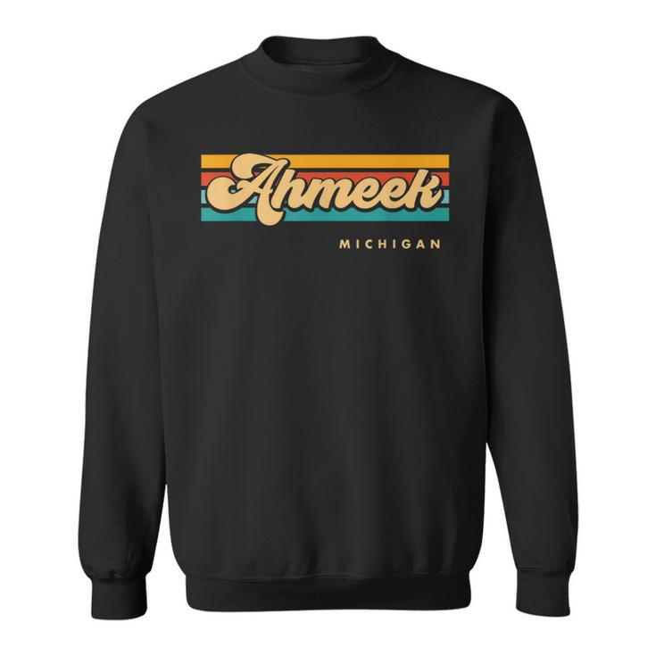 Vintage Sunset Stripes Ahmeek Michigan Sweatshirt